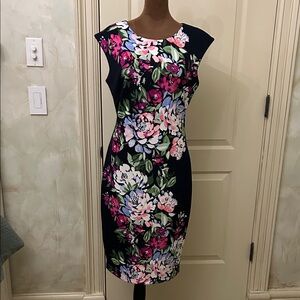Vince Camuto Navy Floral Midi Dress